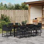 vidaXL Ensemble de dîner de jardin de 9 pièces avec coussins en rattan poly noir