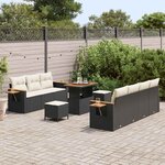 vidaXL Ensemble de canapé de jardin 13 Pièces Noir et Crème polyrotin