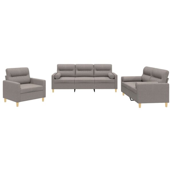 vidaXL Ensemble de canapés 3 Pièces avec coussins taupe tissu