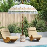 vidaXL Parasol balinais 260 Crème 180-190 cm Coton et bois massif