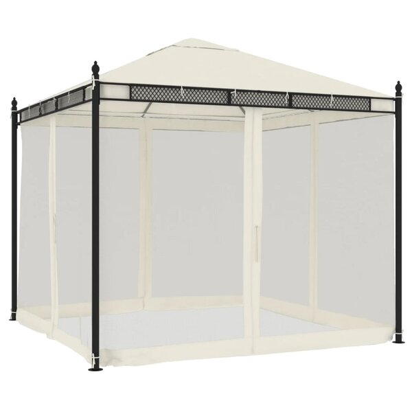 vidaXL Tonnelle avec parois en filet crème 2 93x2 93 m acier