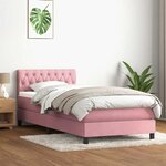 vidaXL Sommier à lattes de lit avec matelas et LED rose 100x220 cm velours