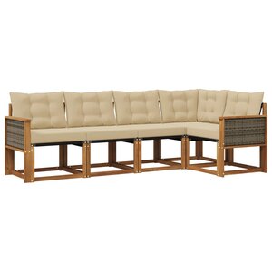 vidaXL Ensemble de canapés d'extérieur 5 Pièces Naturel et Beige