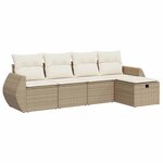 vidaXL Salon de jardin avec coussins 5 Pièces beige résine tressée