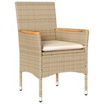 vidaXL Ensemble de salle à manger de jardin 5 pièces avec coussins en rotin poly beige