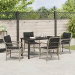 vidaXL Ensemble de repas de jardin 5 pièces avec coussins gris clair en poly rattan