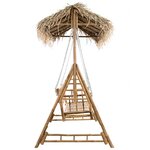 vidaXL Balancelle 2 places feuilles de palmier et coussin 202cm Bambou