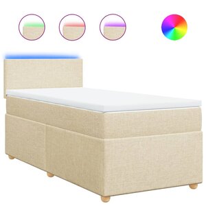 vidaXL Sommier à lattes de lit et matelas Crème 90x190 cm Tissu