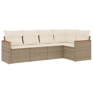 vidaXL Salon de jardin avec coussins 5 Pièces beige résine tressée