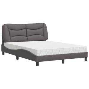 vidaXL Lit avec matelas Hvar gris 140x200 cm similicuir