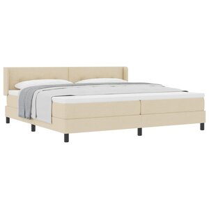 vidaXL Lit à ressorts avec tête de lit Crème 200 x 200 cm tissu