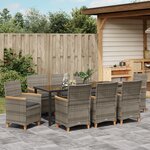 vidaXL Ensemble de salle à manger de jardin 9 pièces avec coussins Gris Poly Rattan