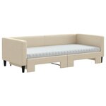 vidaXL Lit de jour avec gigogne et matelas crème 90x200 cm tissu
