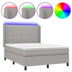 vidaXL Sommier à lattes de lit matelas LED Gris clair 140x190 cm Tissu