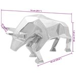 vidaXL Sculpture de taureau Argent 74 x 23 x 39 cm Aluminium