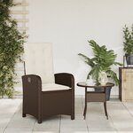 vidaXL Chaise inclinable de jardin avec coussins marron résine tressée