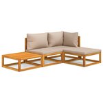 vidaXL Salon de jardin 4 Pièces avec coussins taupe bois massif