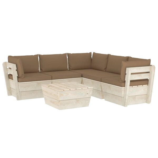 vidaXL Salon de jardin palette 6 Pièces avec coussins Épicéa imprégné