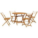 vidaXL Ensemble à manger de jardin 5 Pièces blanc crème tissu bois massif