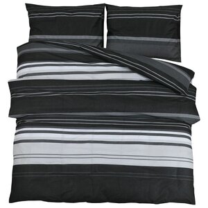 vidaXL Ensemble de housse de couette noir et blanc 135x200 cm Coton