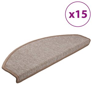 vidaXL Tapis d'escalier 15 pièces 65 x 24 x 4 cm Marron clair Demi-rond Grand