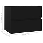 vidaXL Armoire d'évier Noir 60x38 5x45 cm Bois d’ingénierie