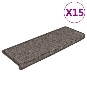 vidaXL Tapis d'escalier autocollants 15 Pièces 65x21x4 cm Gris et beige