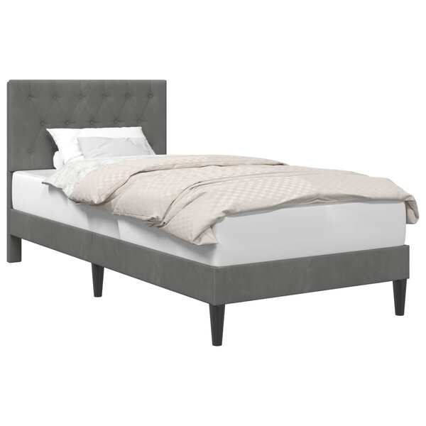 vidaXL Cadre de lit avec tête de lit Gris foncé 90 x 190 cm Velours