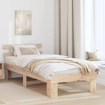 vidaXL Cadre de lit avec tête de lit 75x190 cm en bois massif de pin