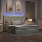 vidaXL Lit de rangement LED avec matelas Gris clair 180 x 200 cm