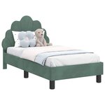 vidaXL Cadre de lit pour tout-petit avec tête de lit Vert Mer Velours