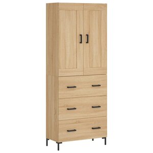 vidaXL Buffet haut Chêne sonoma 69 5x34x180 cm Bois d'ingénierie