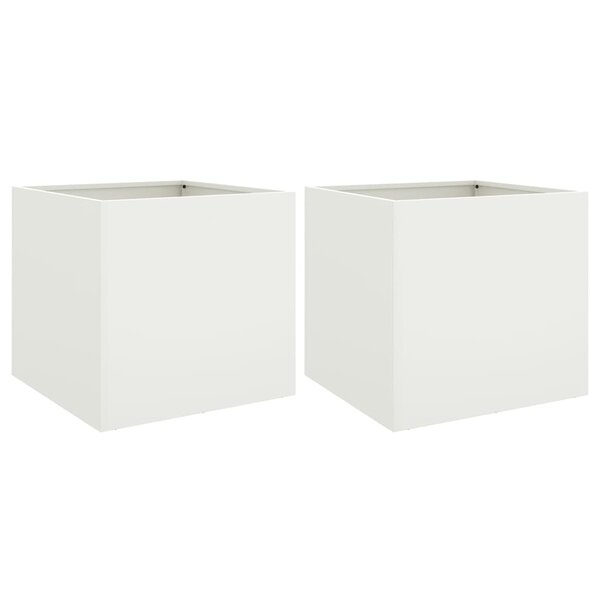 vidaXL Jardinières 2 Pièces blanc 49x47x46 cm acier laminé à froid