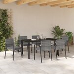 vidaXL Ensemble de salle à manger de jardin 7 pièces gris rotin poly
