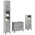 vidaXL Ensemble de meubles de salle de bain 3 Pièces gris béton