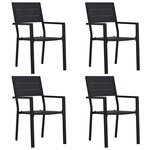 vidaXL Chaises de jardin lot de 4 Noir PEHD Aspect de bois
