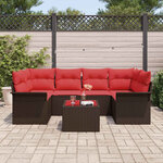 vidaXL Ensemble de canapé de jardin 7 Pièces Beige et Rouge polyrotin