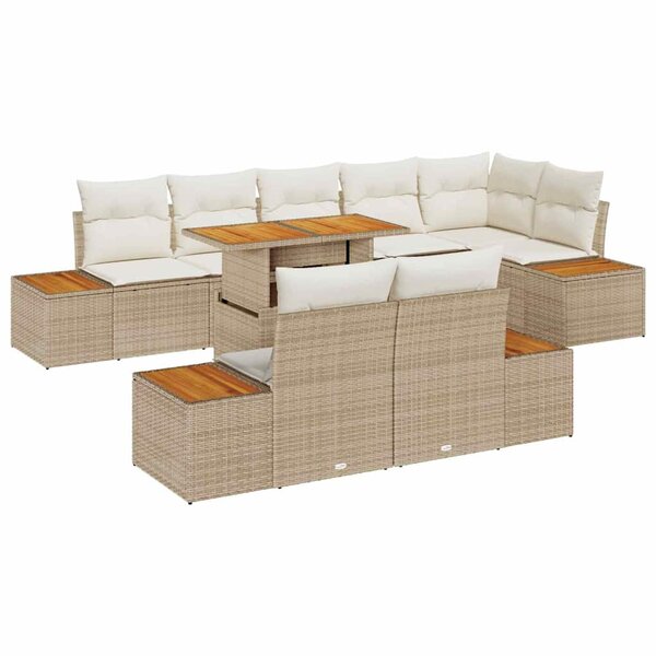 vidaXL Ensemble de salle à manger pour jardin 9 Pièces Beige  Crème