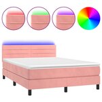 vidaXL Sommier à lattes de lit avec matelas et LED Rose 140x190 cm