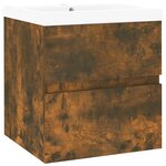 vidaXL Meuble lavabo avec bassin intégré Chêne fumé Bois d'ingénierie