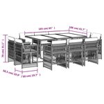 vidaXL Ensemble à manger de jardin 11Pièces avec coussins gris poly rotin