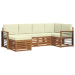 vidaXL Ensemble de canapés d'extérieur 6 pc Naturel et Crème Polyester