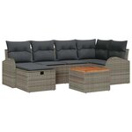 vidaXL Ensemble de canapé de jardin avec coussin 7 Pièces Gris Poly rotin