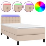 vidaXL Sommier à lattes de lit avec matelas LED Cappuccino 100x200 cm