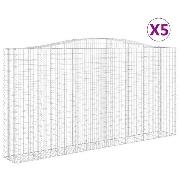 vidaXL Paniers à gabions arqués 5 Pièces 400x50x200/220 cm Fer galvanisé