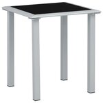 vidaXL Table de jardin Noir et argenté 41x41x45 cm Acier et verre