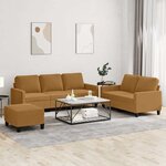 vidaXL Ensemble de canapés 3 Pièces avec coussins Marron Velours