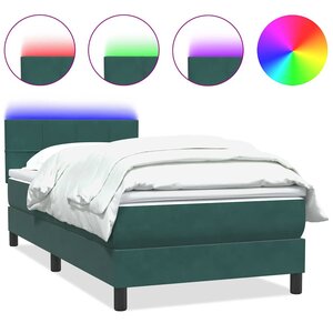vidaXL Sommier à lattes de lit et matelas et LED vert foncé 90x210 cm velours