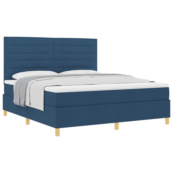 vidaXL Lit à ressorts avec matelas Bleu 180 x 200 cm tissu