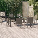 vidaXL Ensemble à manger jardin et coussins 7 Pièces Noir et gris Rotin